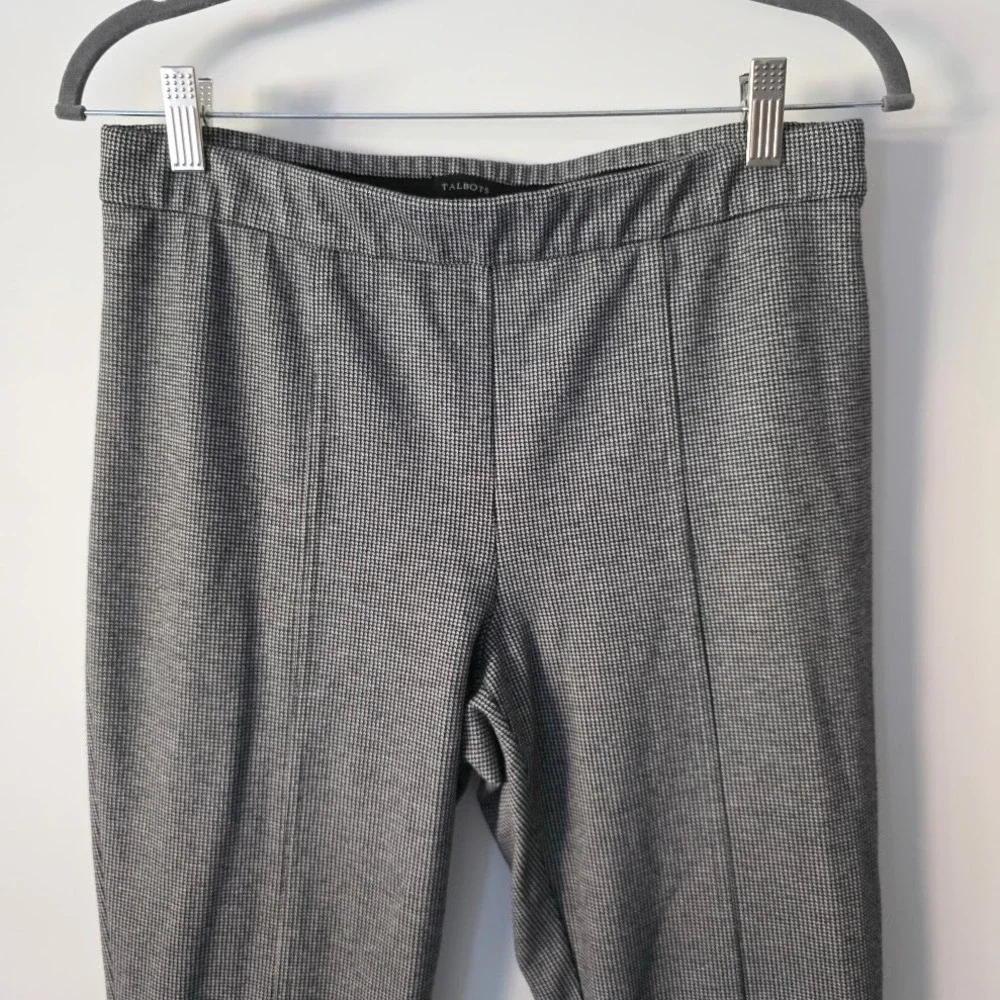 Talbots‎ Women's Size M Houndstooth Plaid Stretch Ankle Pants Gold Button Detail
